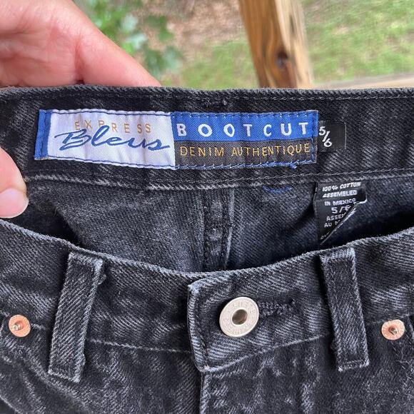 Express Bleus Women's Vintage 90's Era Black Bootcut Jeans Size 5/6 27" Waist - Picture 8 of 10